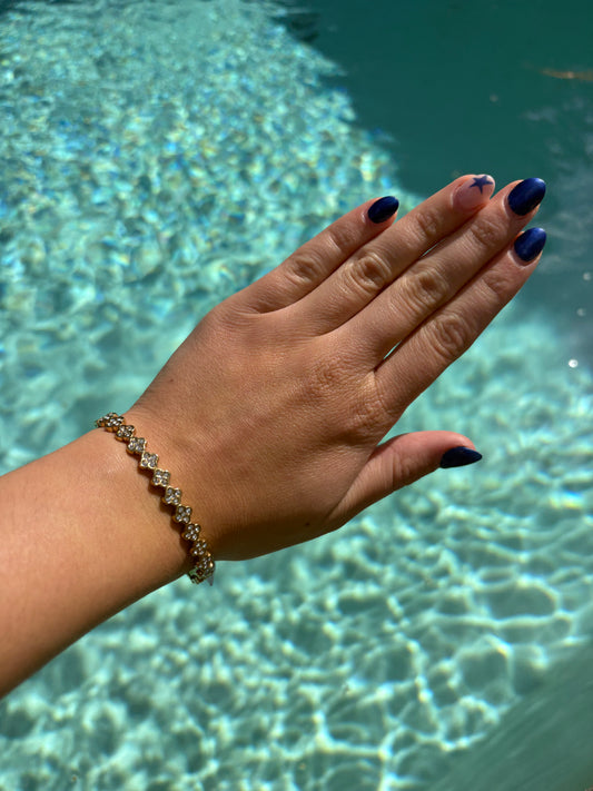 Bracelet jonc Nina en acier inoxydable blanc/doré
