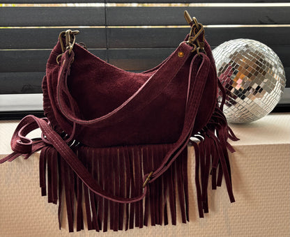 Sac Luna à franges bordeaux