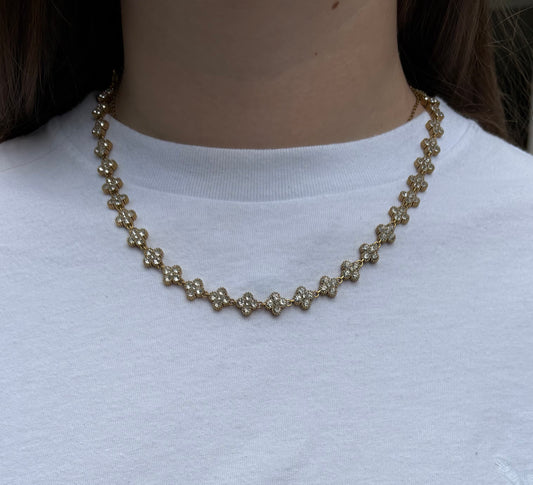 Collier Nina en acier inoxydable blanc/doré