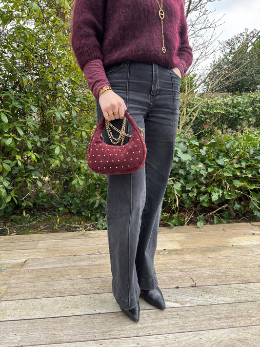 Sac Nova à clous bordeaux