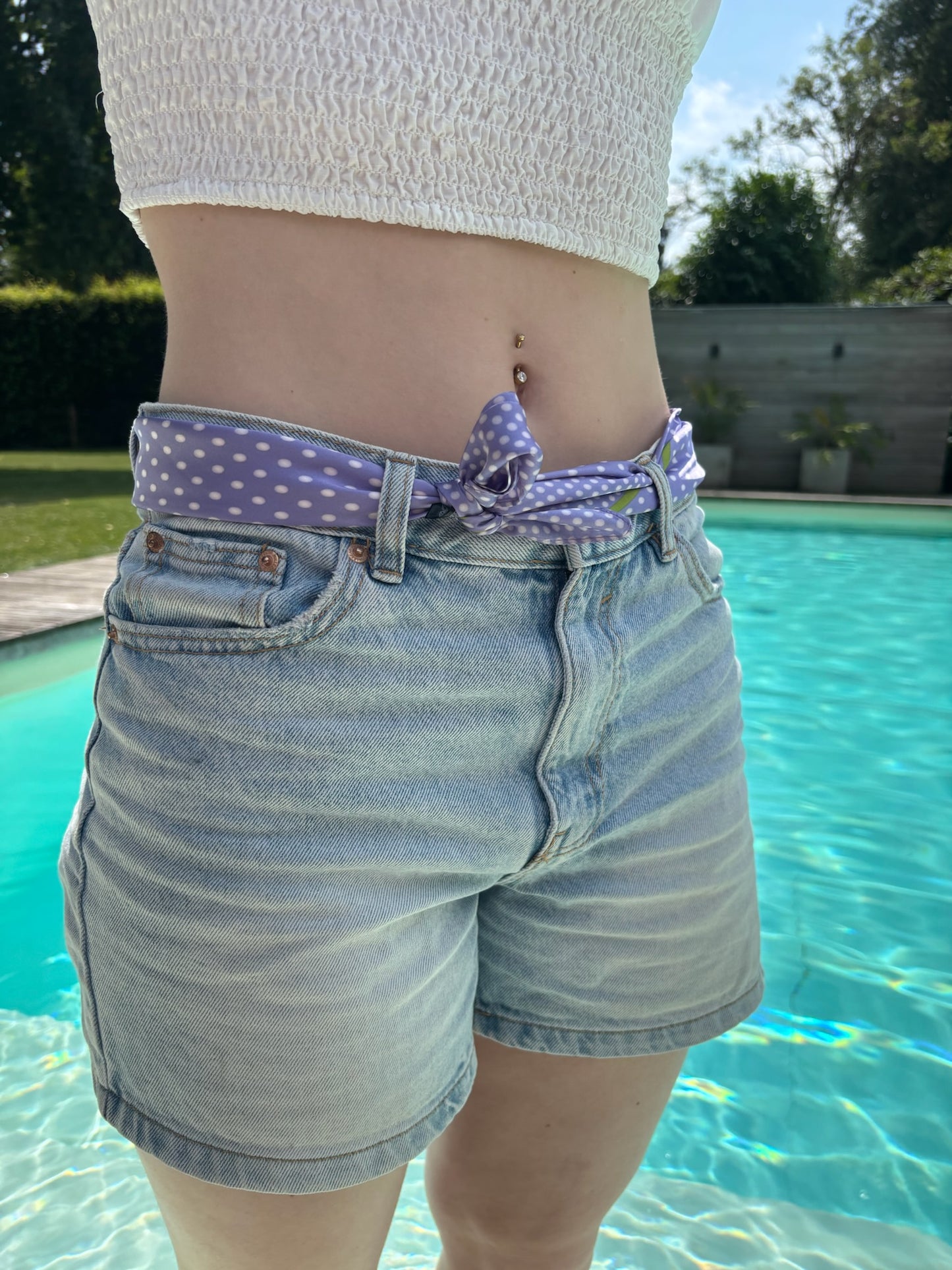 Bandana mauve à pois