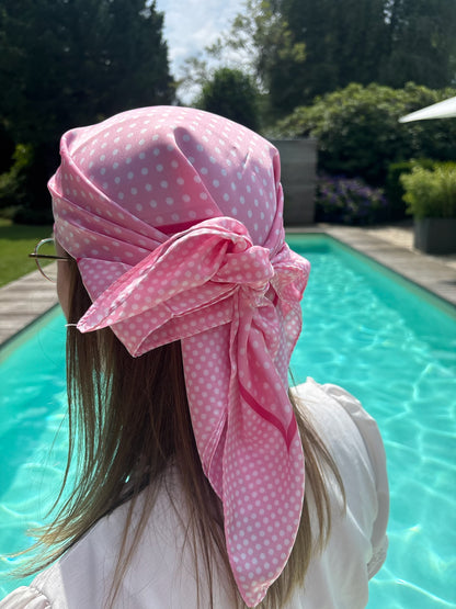Bandana rose à pois