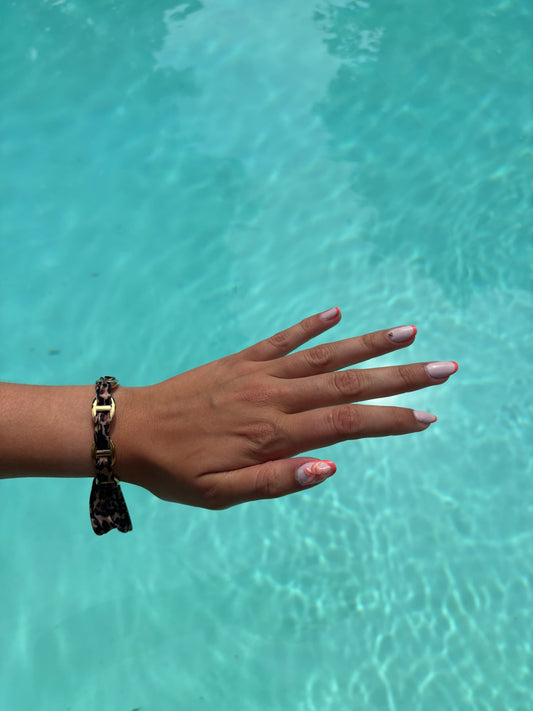 Bracelet jonc Ambre en acier inoxydable léopard/doré