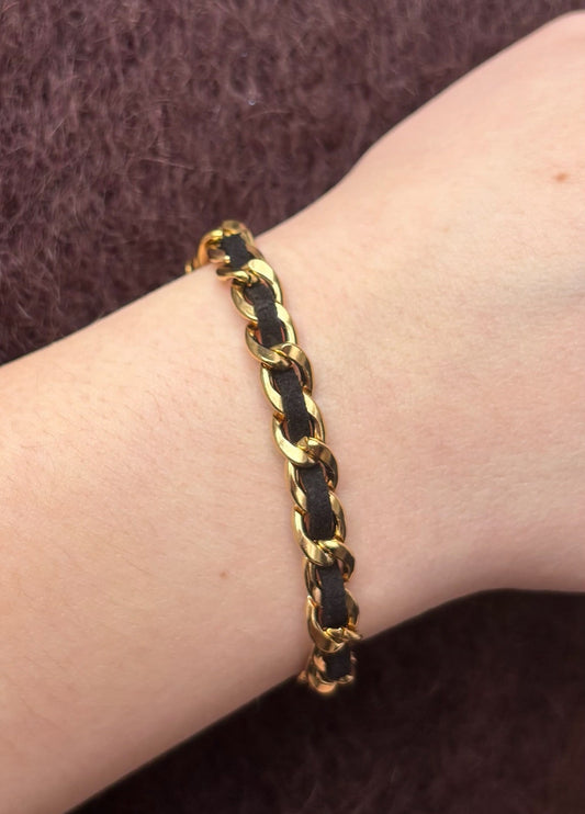 Bracelet Mélia en acier inoxydable noir/doré