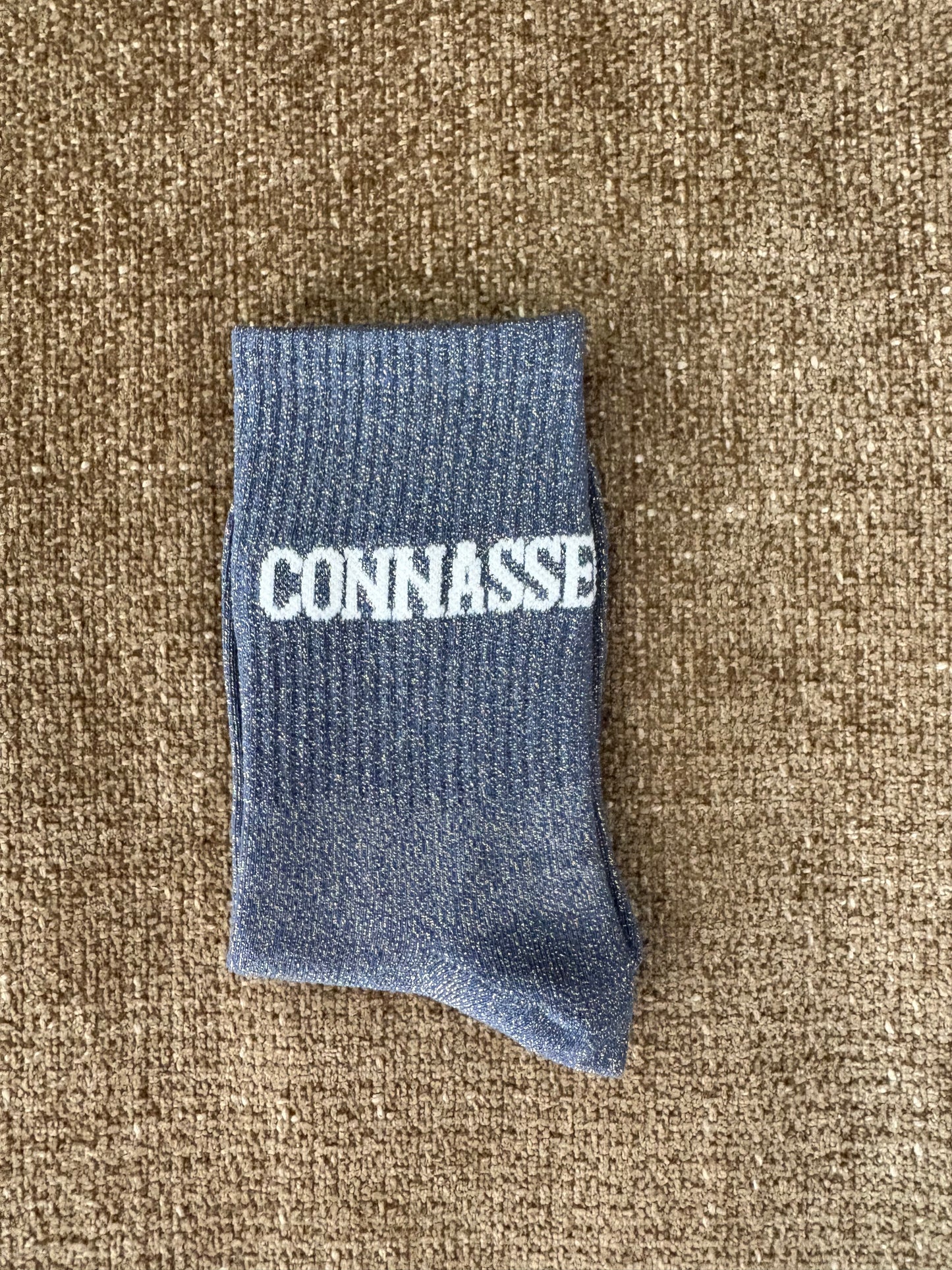 Chaussettes pailletées CONNASSE bleues électriques