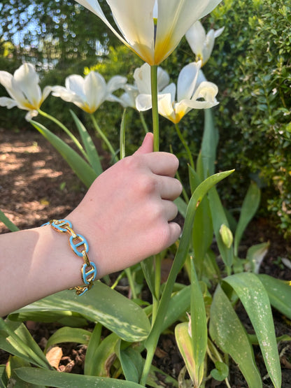 Bracelet jonc Claire en acier inoxydable bleu/doré