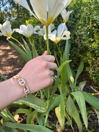 Bracelet jonc Claire en acier inoxydable blanc/doré