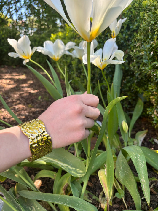 Bracelet jonc Maud en acier inoxydable doré