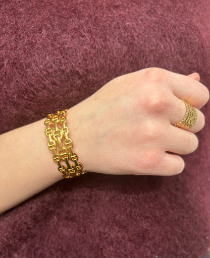 Bracelet jonc Louise en acier inoxydable doré
