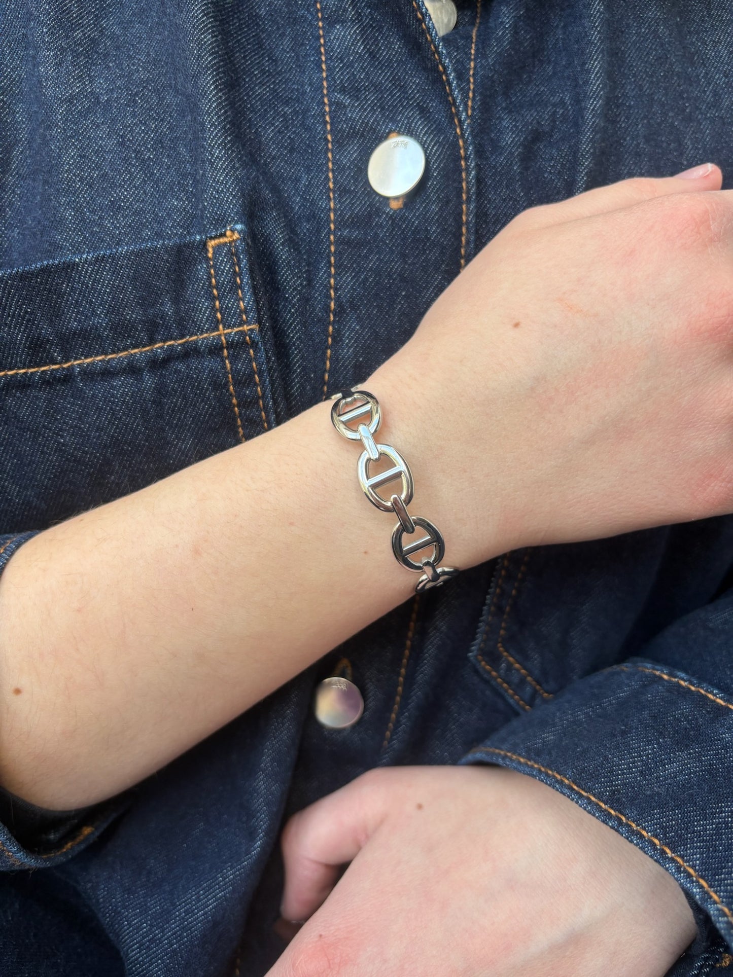 Bracelet jonc Claire en acier inoxydable argenté
