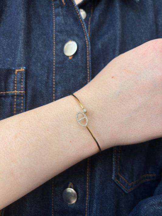 Bracelet jonc fin Emy en acier inoxydable doré