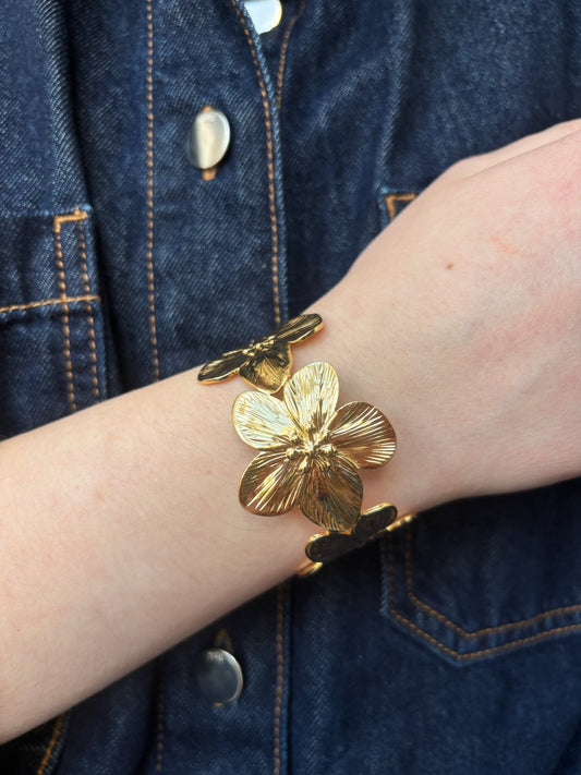 Bracelet jonc Mona en acier inoxydable doré