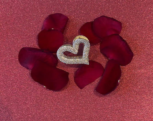 Pince en forme de cœur dorée et strass Saint Valentin