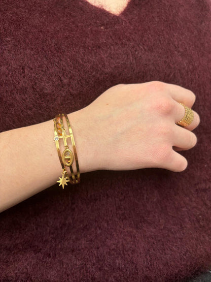 Bracelet jonc Isabelle en acier inoxydable doré