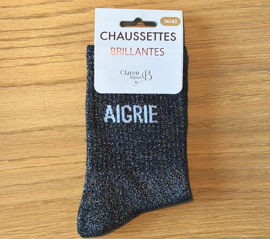 Chaussettes pailletées AIGRIE noires