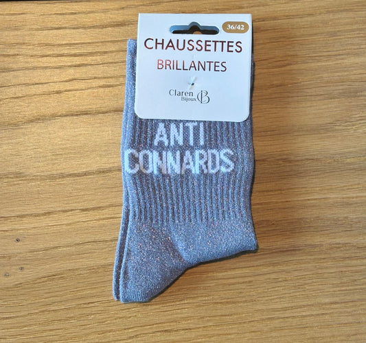 Chaussettes pailletées ANTI CONNARDS grises