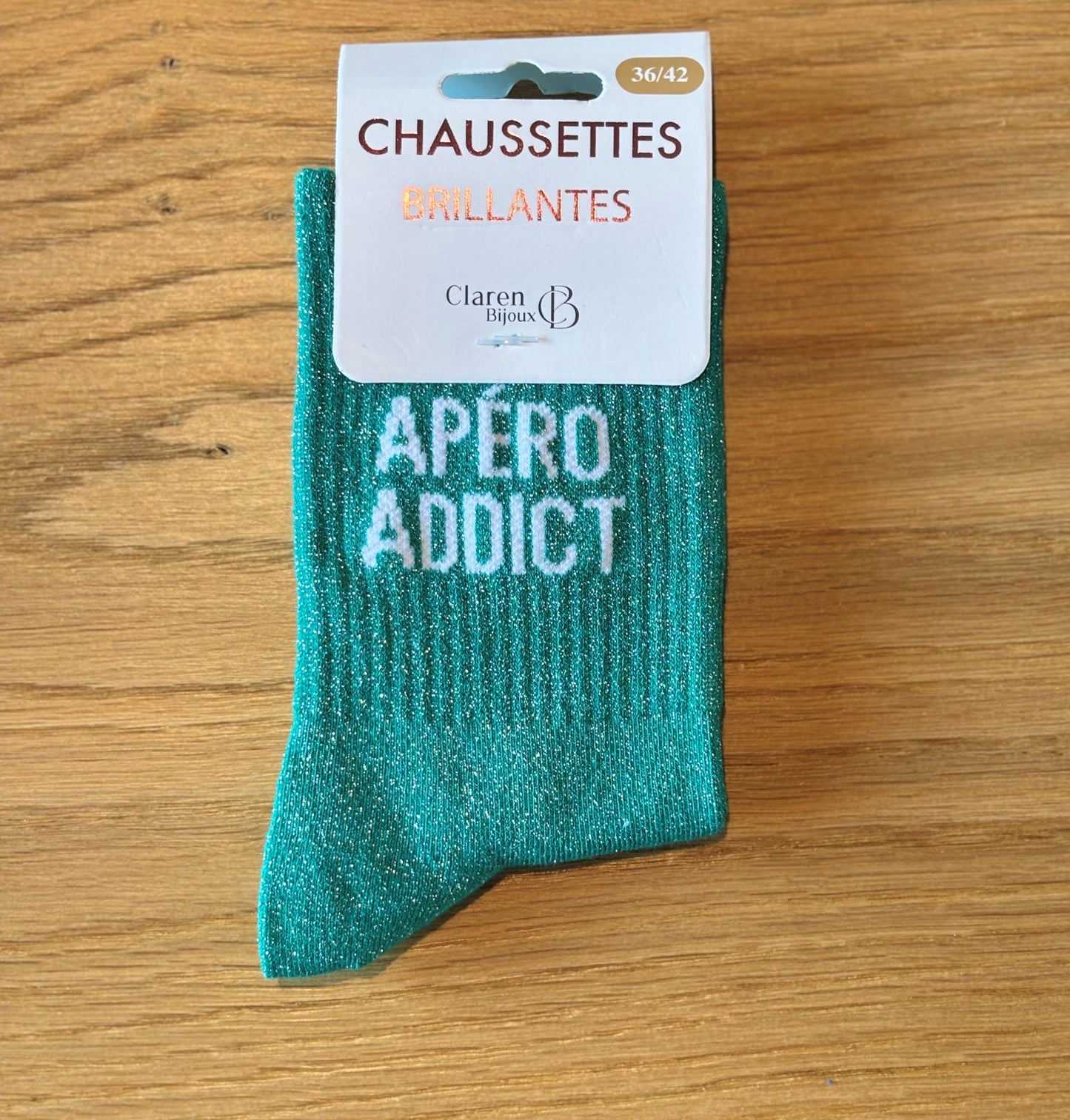 Chaussettes pailletées APERO ADDICT turquoises