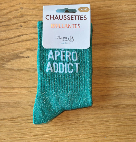 Chaussettes pailletées APERO ADDICT turquoises