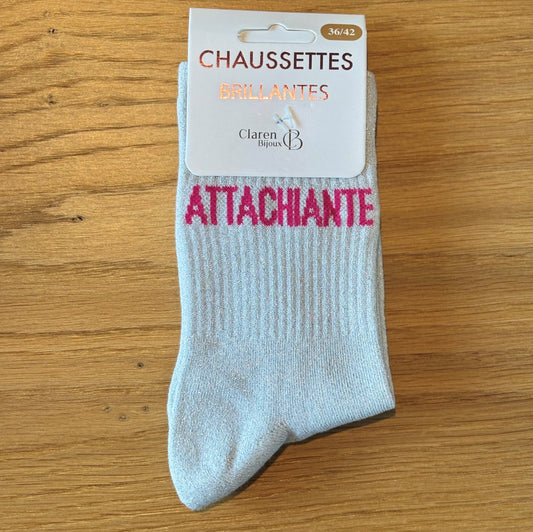 Chaussettes pailletées ATTACHIANTE grises