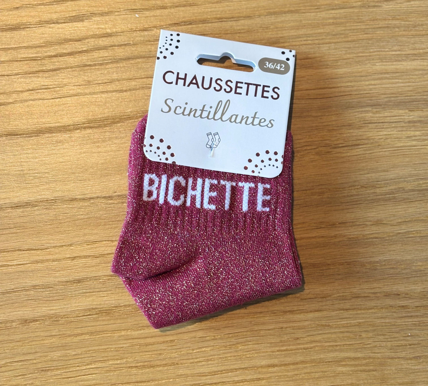 Chaussettes pailletées basses BICHETTE bordeaux