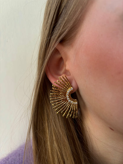 Boucles d'oreilles Anouk strass en acier inoxydable dorées