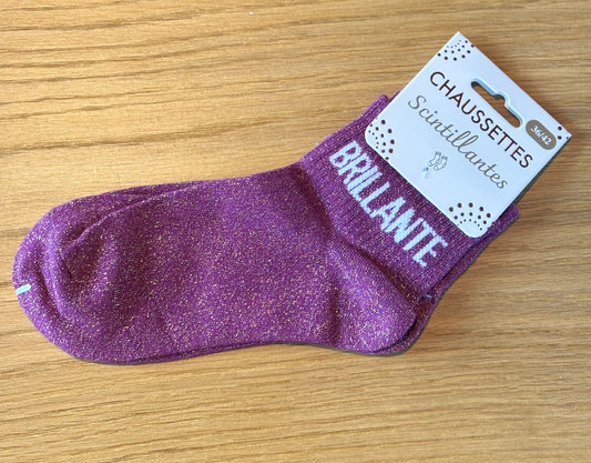 Chaussettes pailletées basses BRILLANTE bordeaux