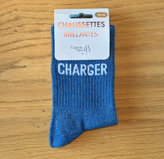 Chaussettes pailletées CHARGER bleues
