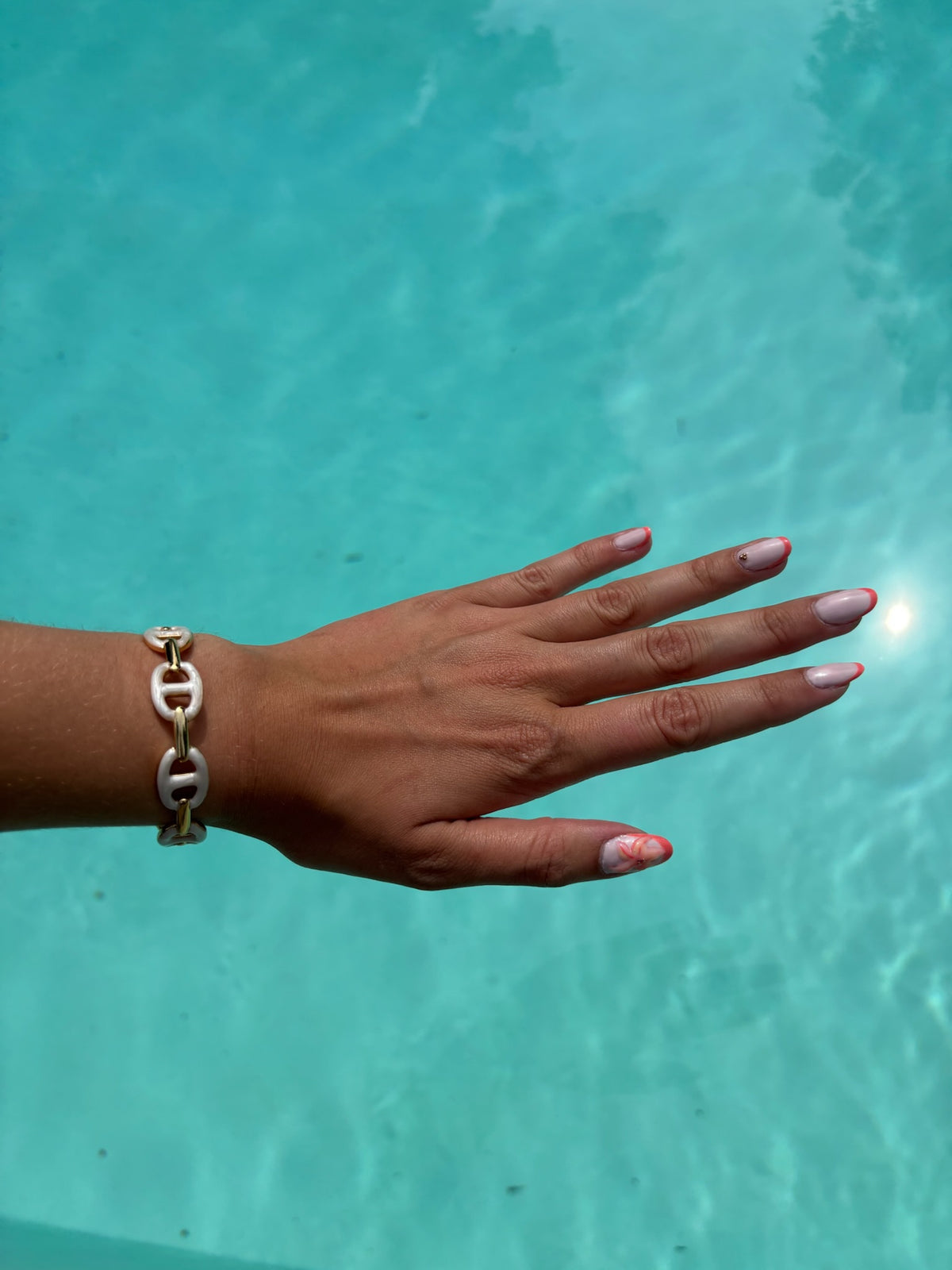 Bracelet jonc Claire en acier inoxydable blanc/doré