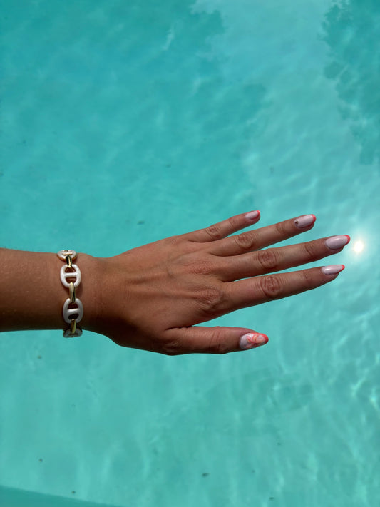 Bracelet jonc Claire en acier inoxydable blanc/doré