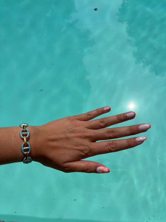 Bracelet jonc Claire en acier inoxydable bleu/doré