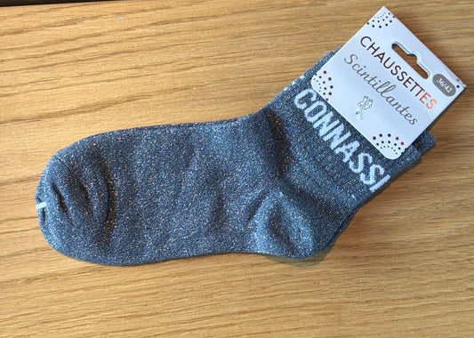 Chaussettes pailletées basses CONNASSE grises foncées