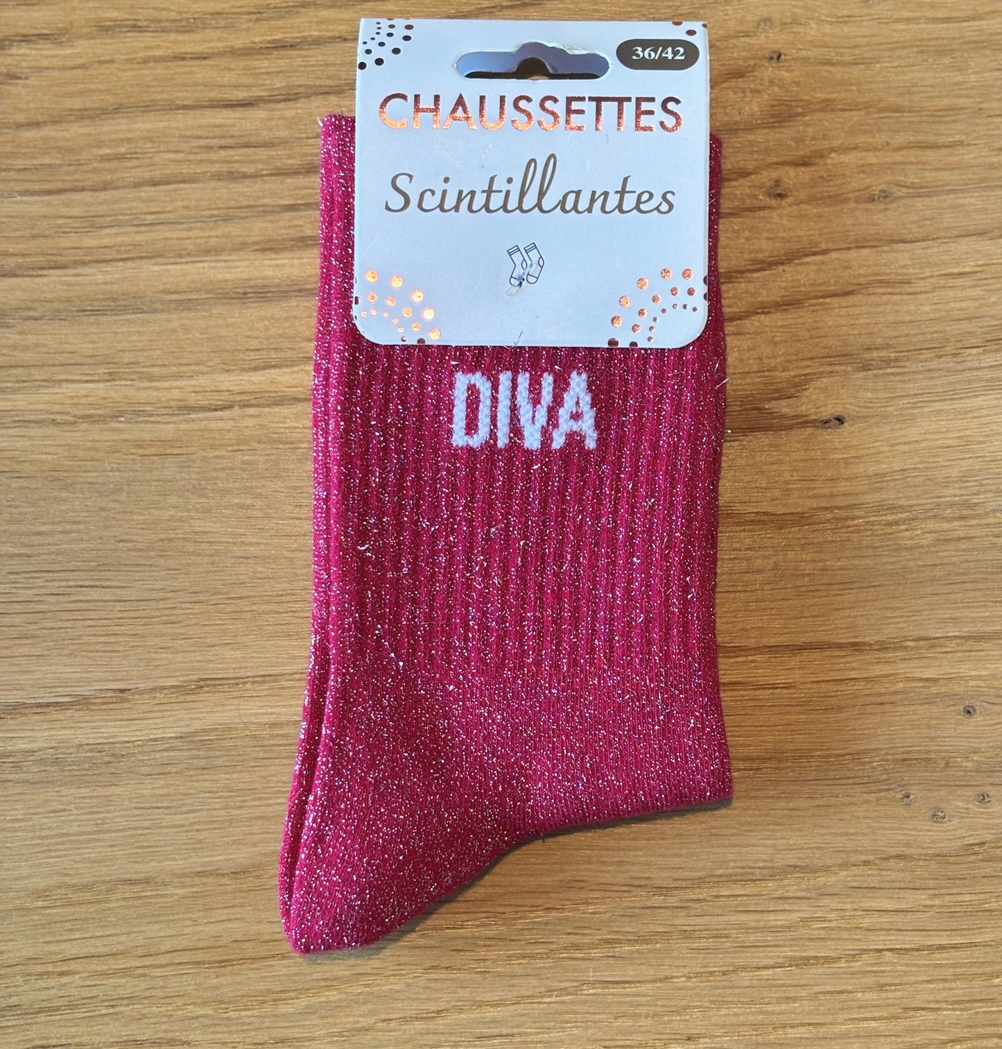 Chaussettes pailletées DIVA fuchsia