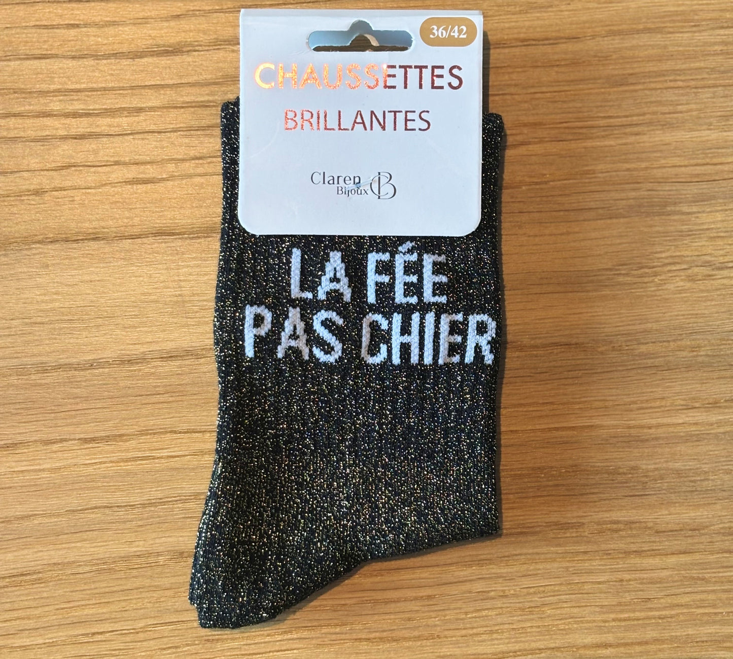 Chaussettes pailletées LA FEE PAS CHIER noires