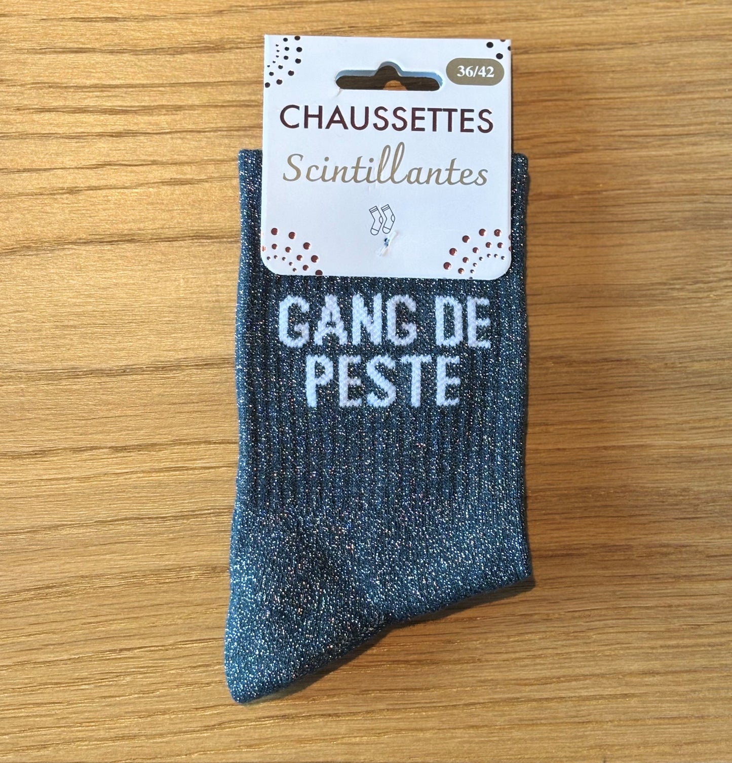 Chaussettes pailletées GANG DE PESTE grises foncées