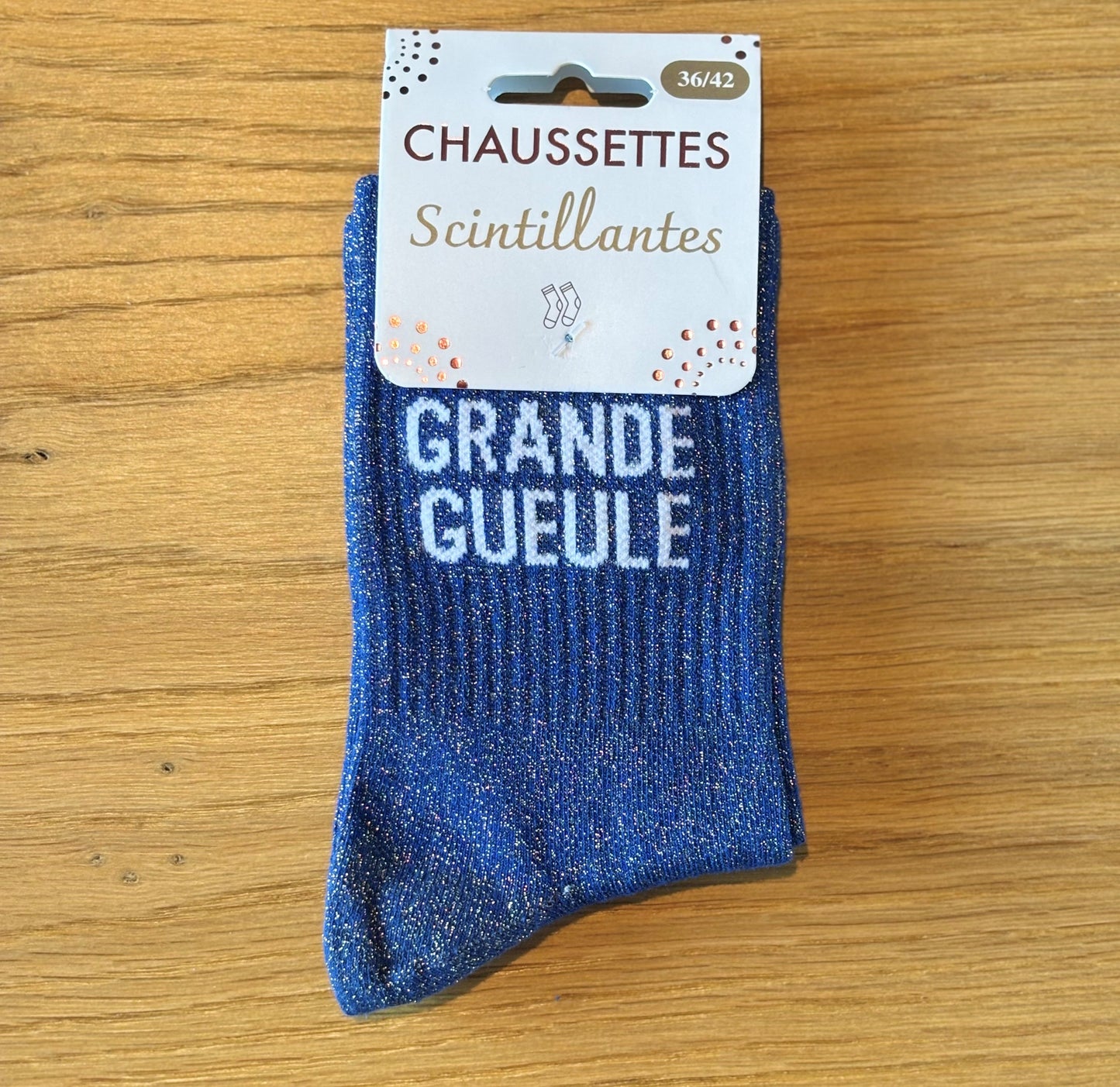 Chaussettes pailletées GRANDE GUEULE bleues