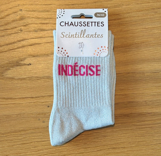 Chaussettes pailletées INDECISE grises