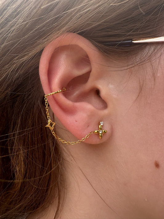 Piercing Lila en acier inoxydable doré