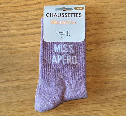 Chaussettes pailletées MISS APERO lilas