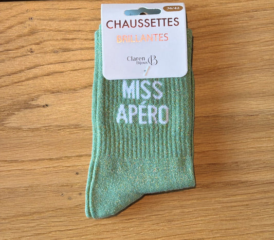 Chaussettes pailletées MISS APERO vertes