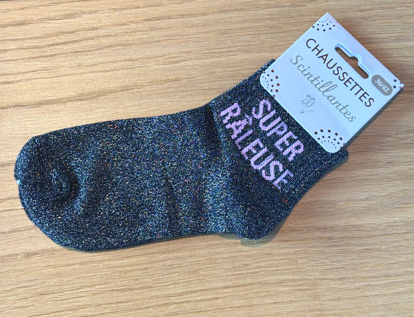 Chaussettes pailletées basses SUPER RALEUSE noires