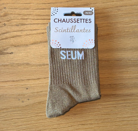 Chaussettes pailletées SEUM brunes