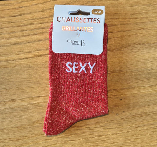 Chaussettes pailletées SEXY rouges