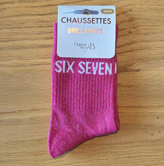 Chaussettes pailletées SIX SEVEN fuchsia