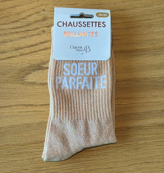 Chaussettes pailletées SOEUR PARFAITE oranges claires