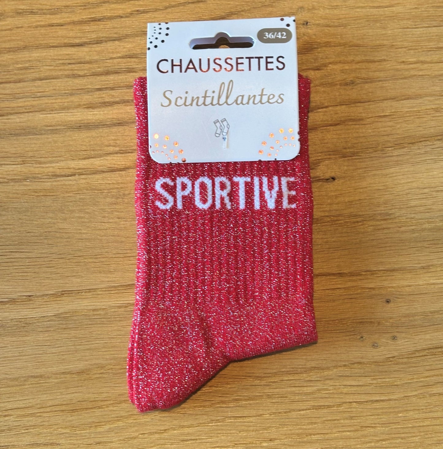 Chaussettes pailletées SPORTIVE rouges