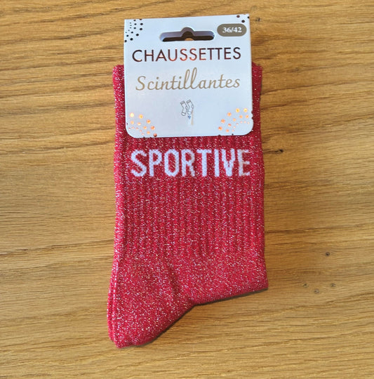Chaussettes pailletées SPORTIVE rouges
