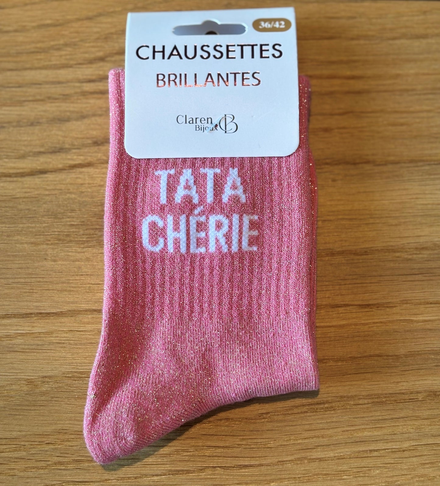 Chaussettes pailletées TATA CHERIE corail