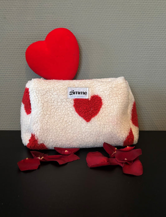 Trousse Vérone coeurs blanc/rouge