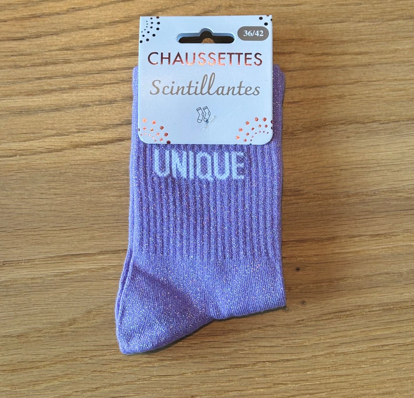Chaussettes pailletées UNIQUE mauves